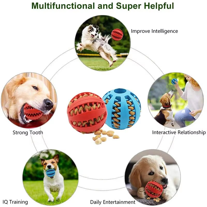 Dog Toy Ball, Nontoxic Bite Resistant Toy Ball for Pet Dogs Puppy Cat, Dog Pet Food Treat Feeder Chew Tooth Cleaning Ball