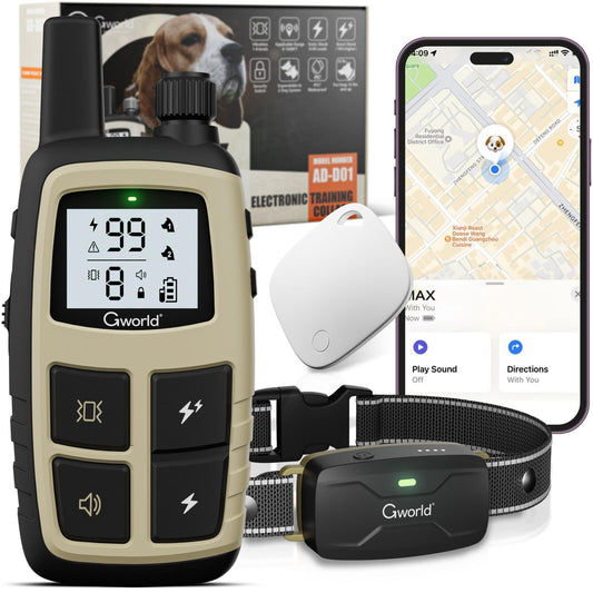 Dog Shock Collar, GPS Trackers for Dogs (Only Ios) with Smart Tracker Itag Do...